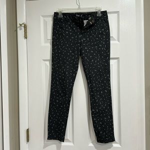 Pixie ankle black and grey leopard print dress pants